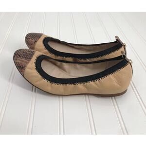 Louise Et Cie Elainne Beige Colorblock Leather Ballerina Flats Womens 6